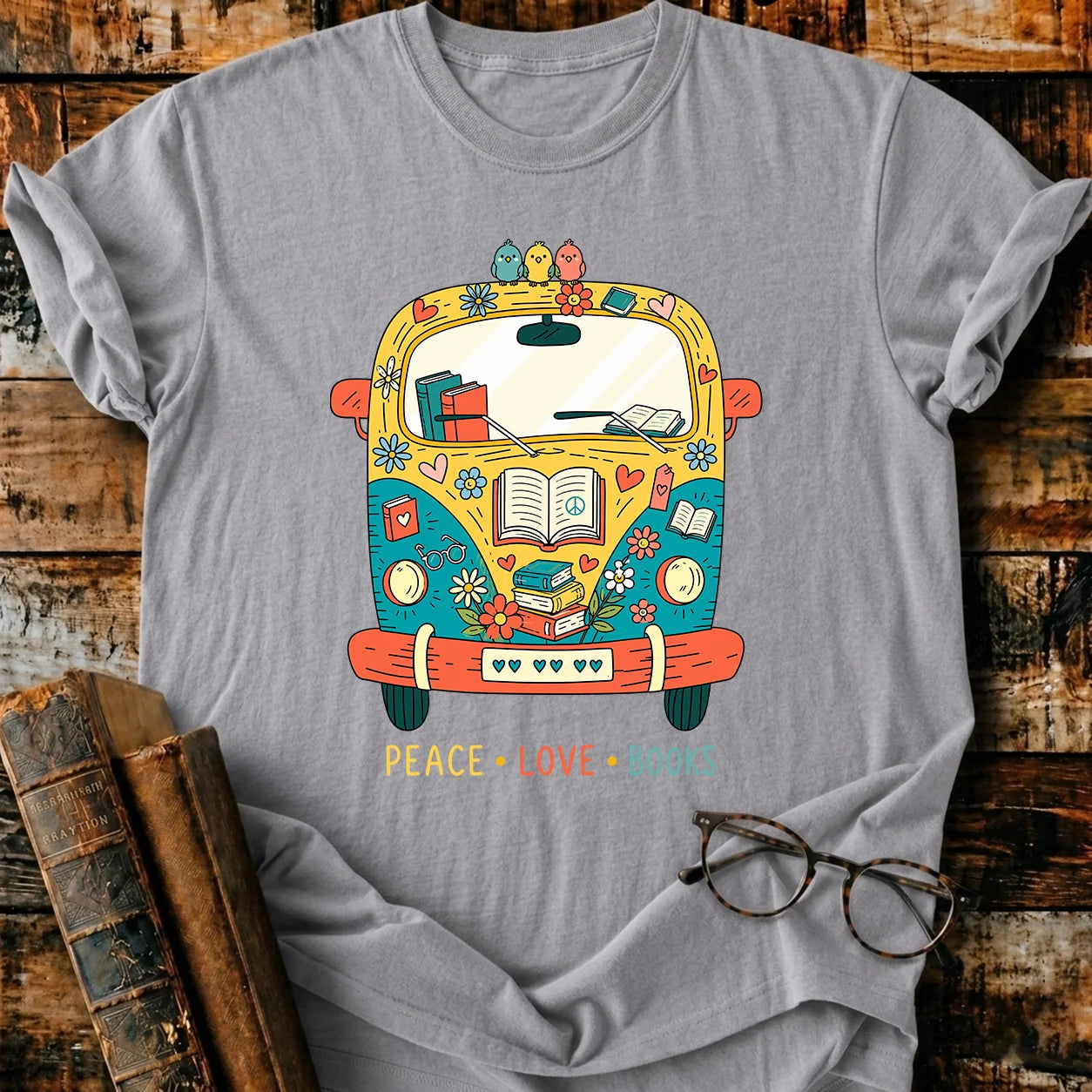 Peace Love Book T-Shirt