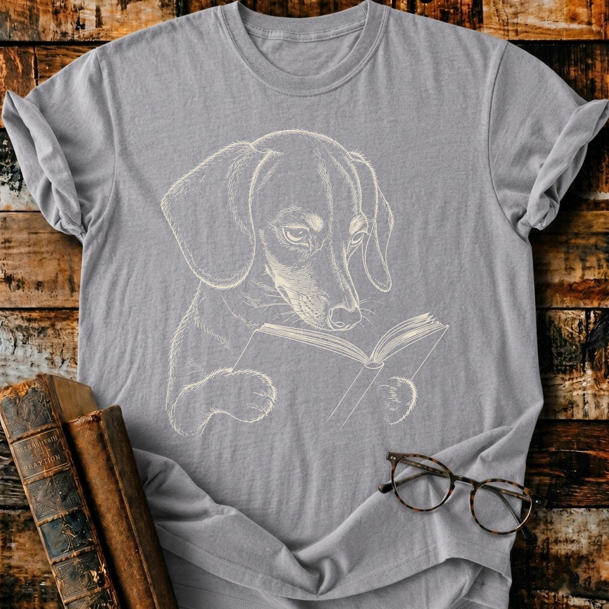 Dachshund Reading T-Shirt