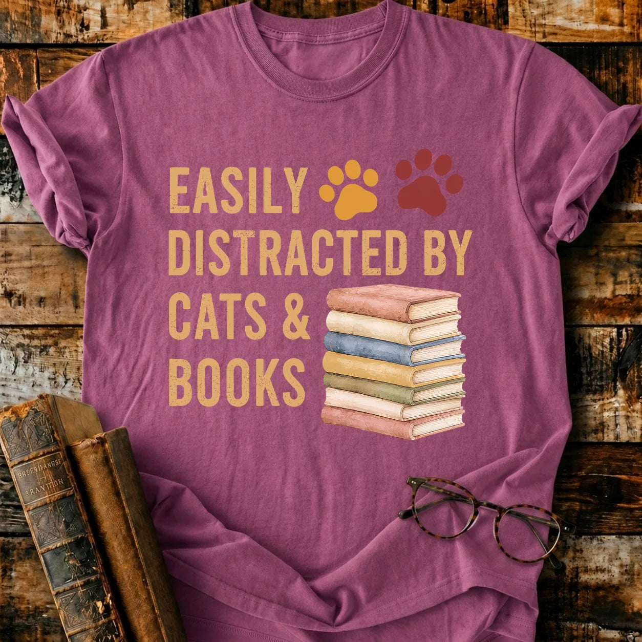 Distracted By Cats & Books T-Shirt