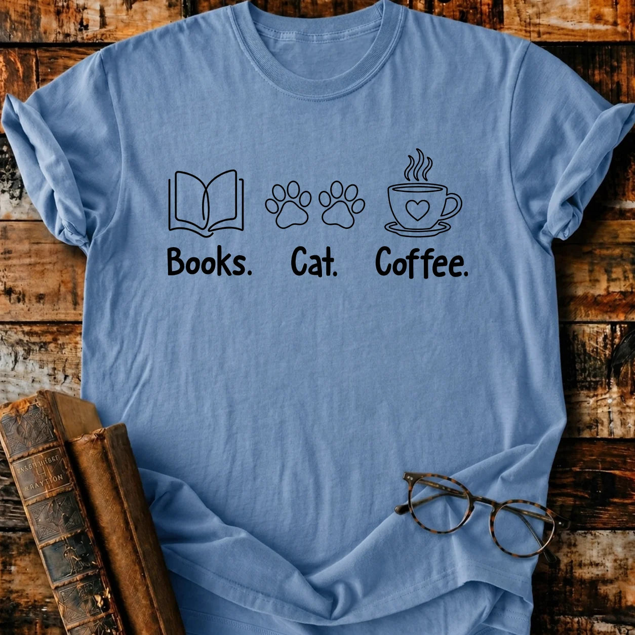 Book Cat Coffee T-Shirt