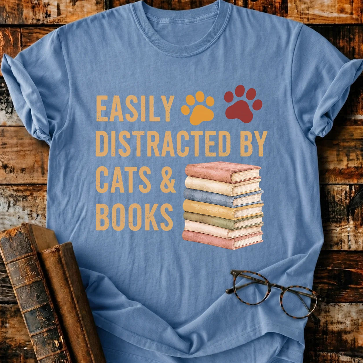 Distracted By Cats & Books T-Shirt