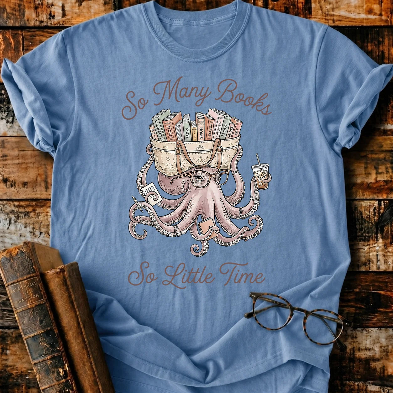 Octopus Many Books T-Shirt