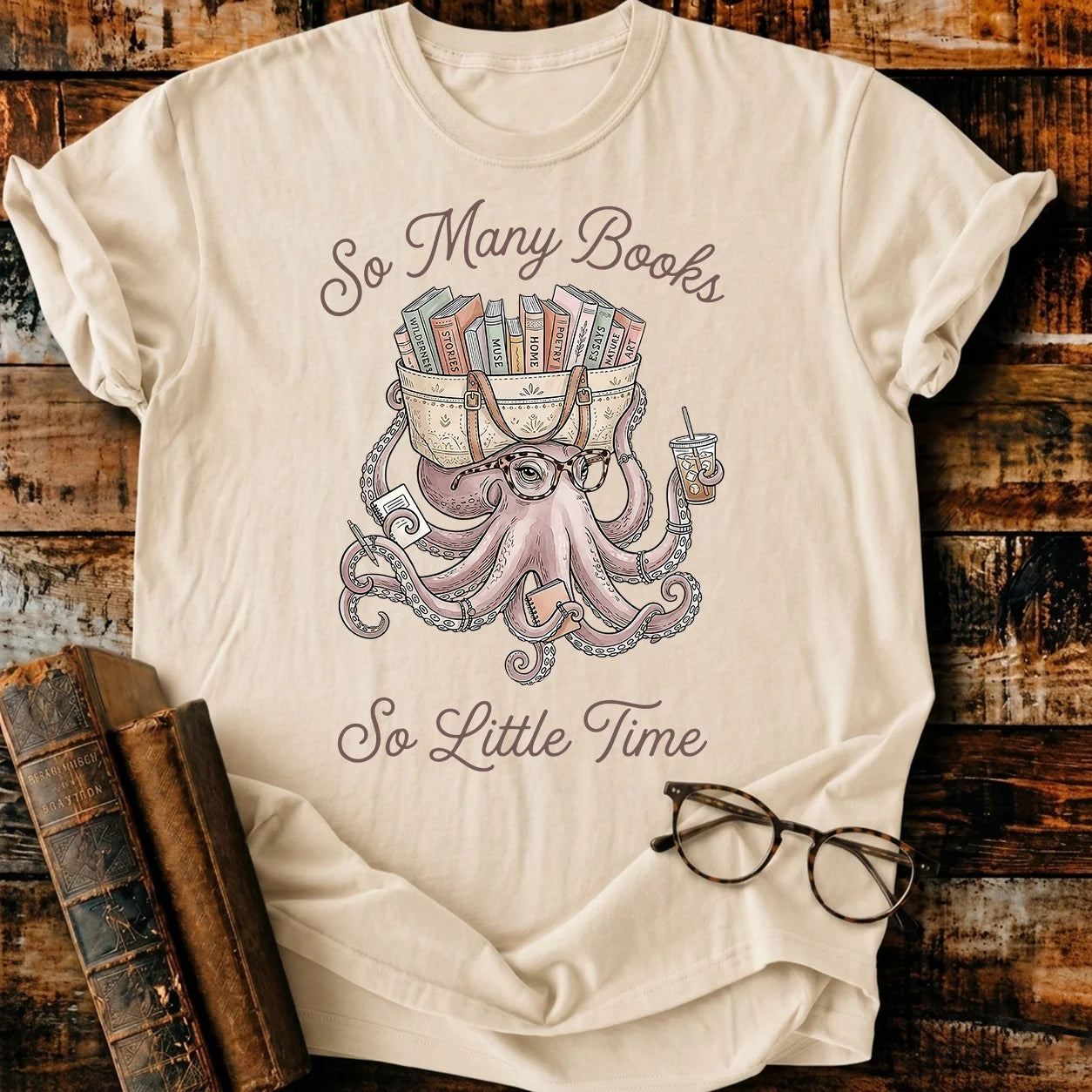 Octopus Many Books T-Shirt