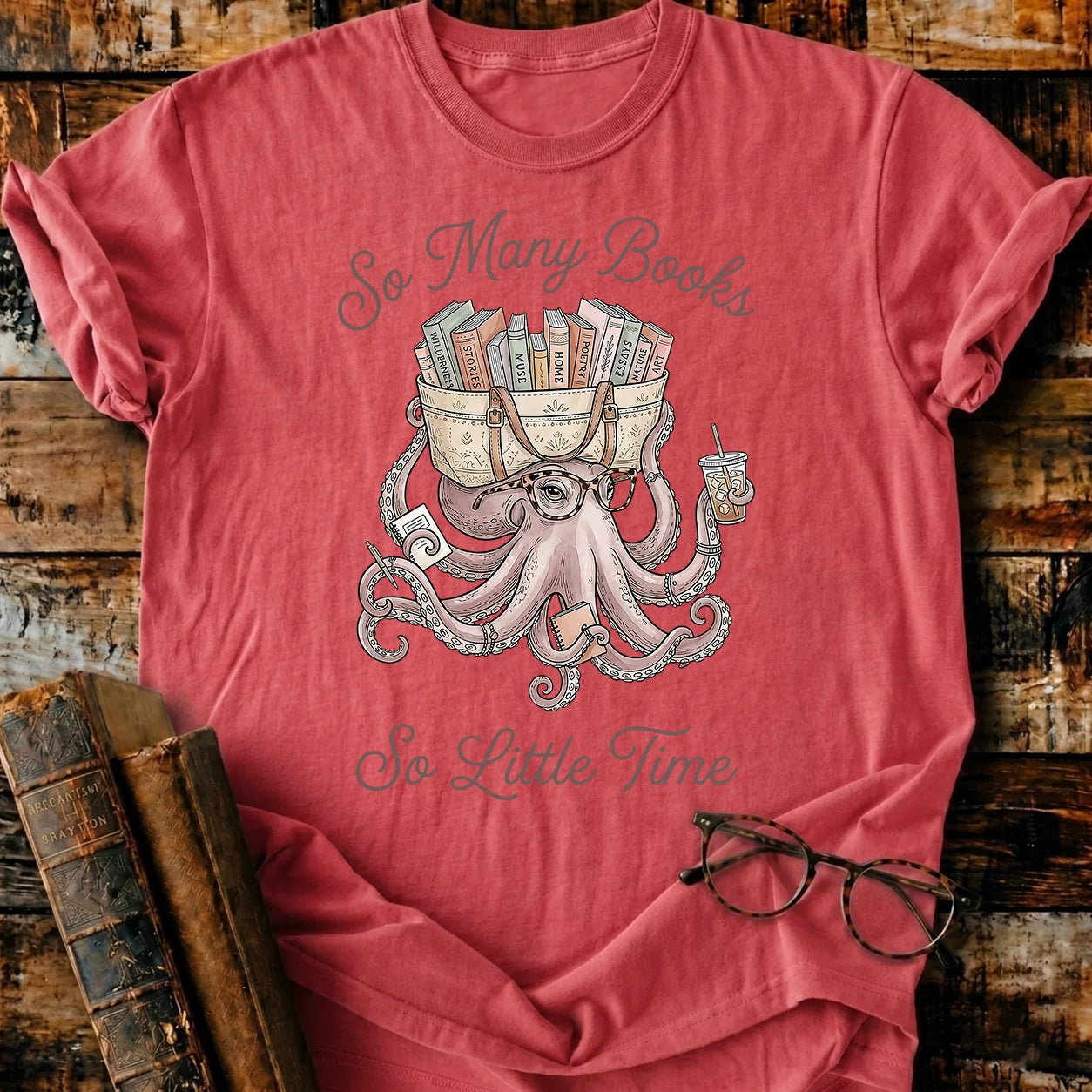 Octopus Many Books T-Shirt