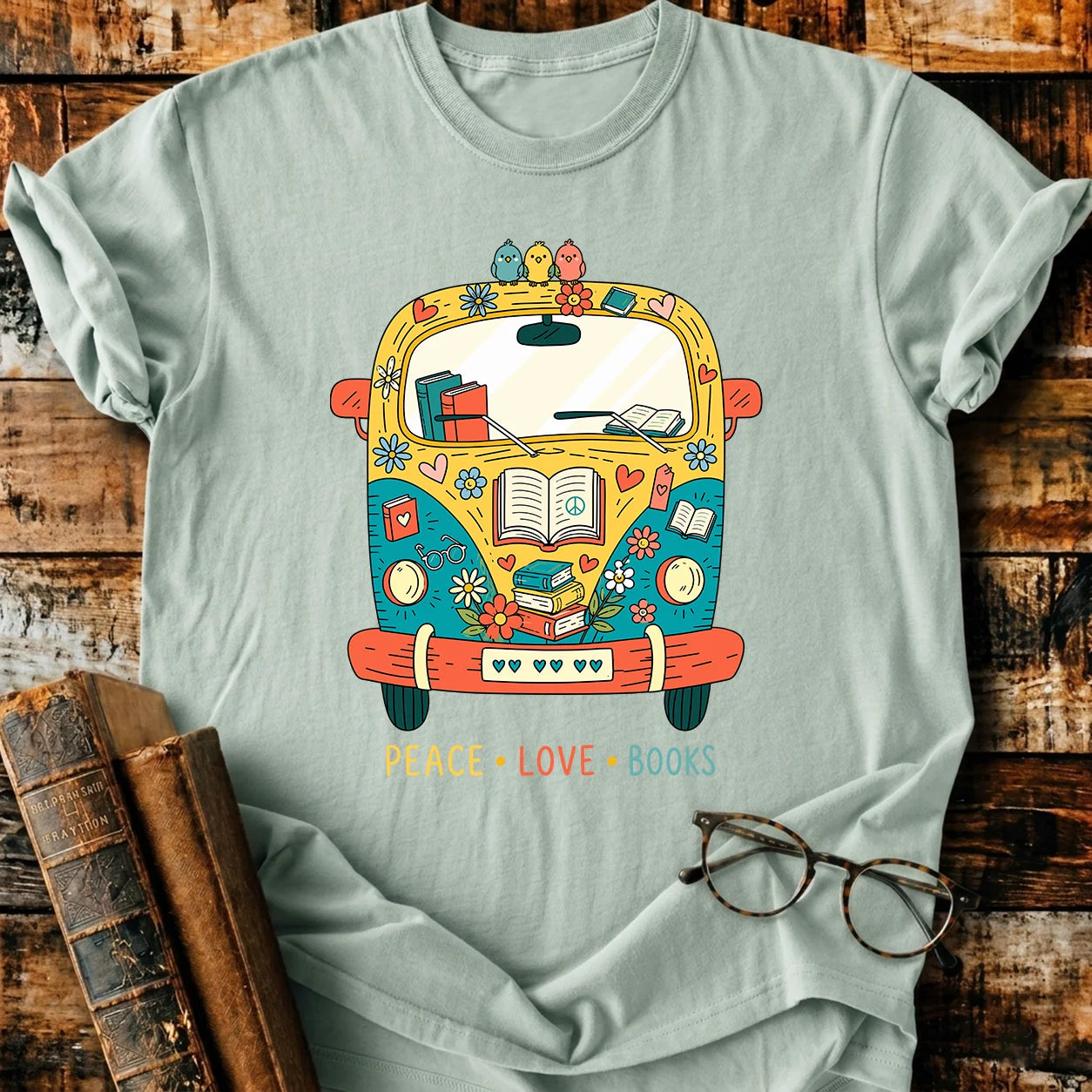 Peace Love Book T-Shirt