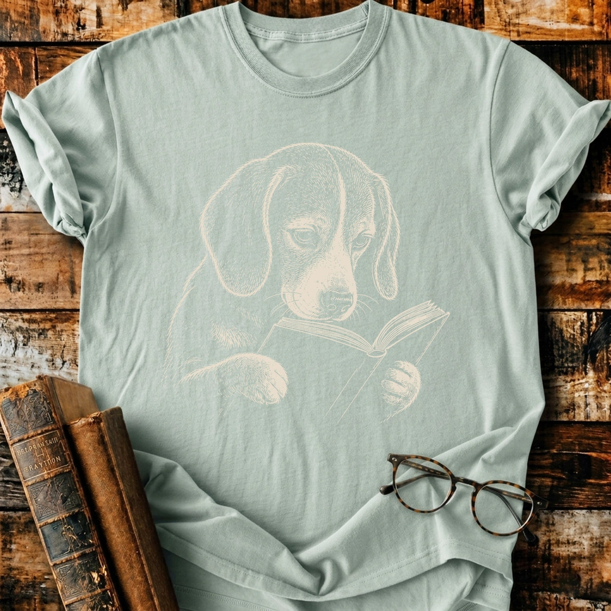 Beagle Reading T-Shirt