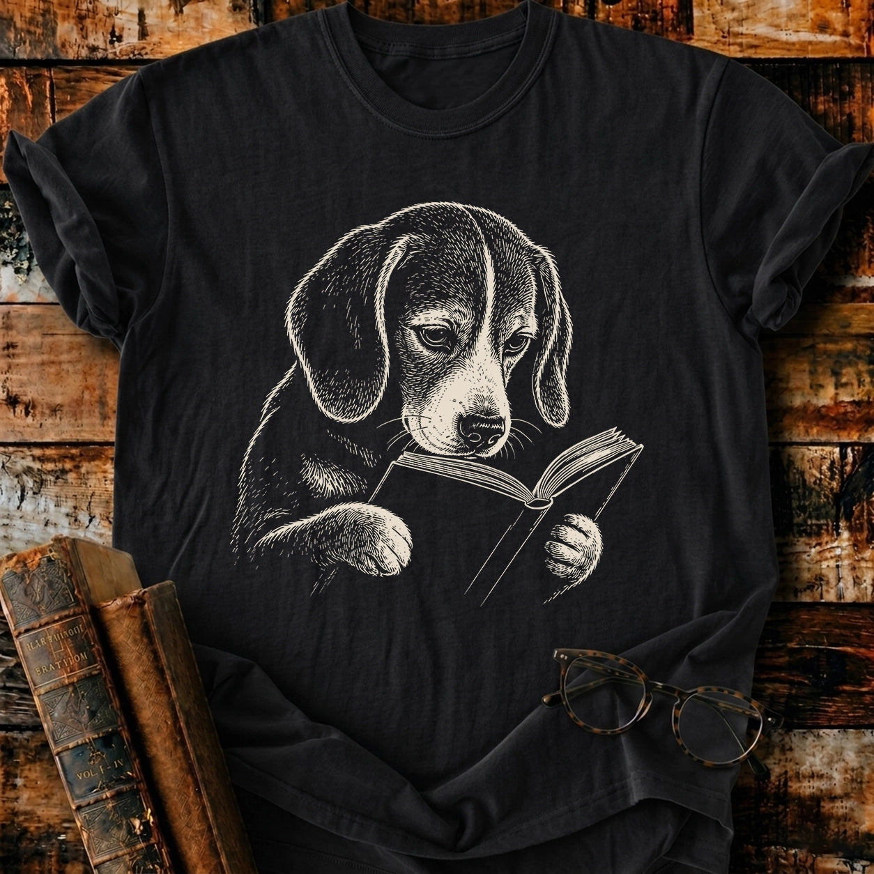 Beagle Reading T-Shirt