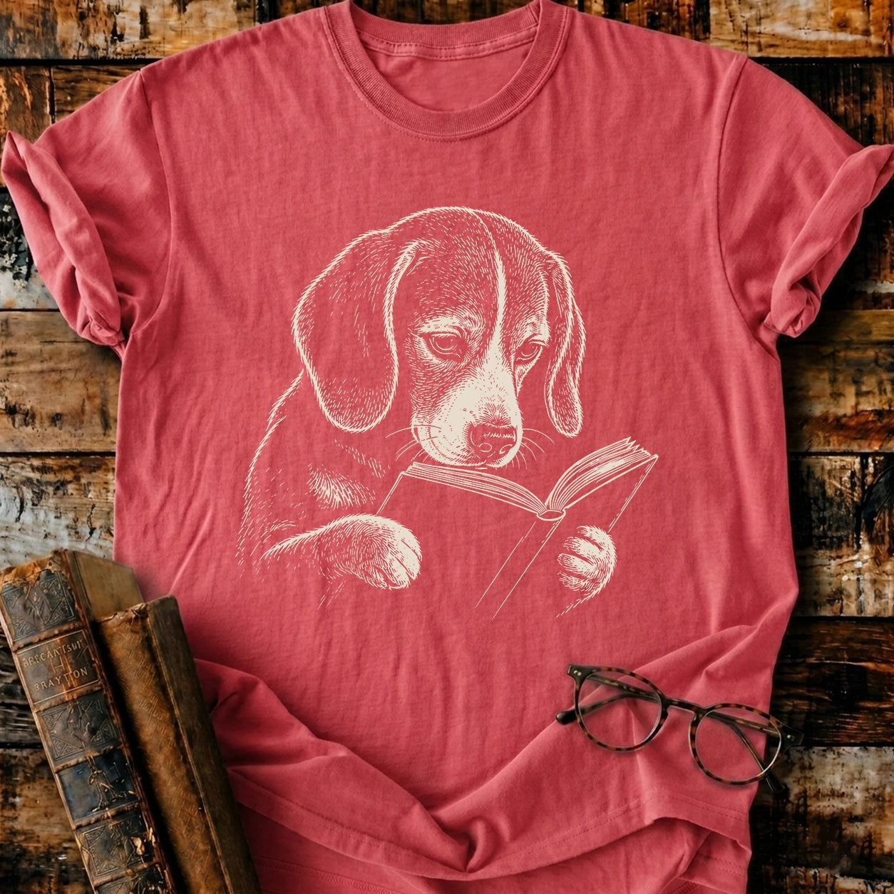 Beagle Reading T-Shirt
