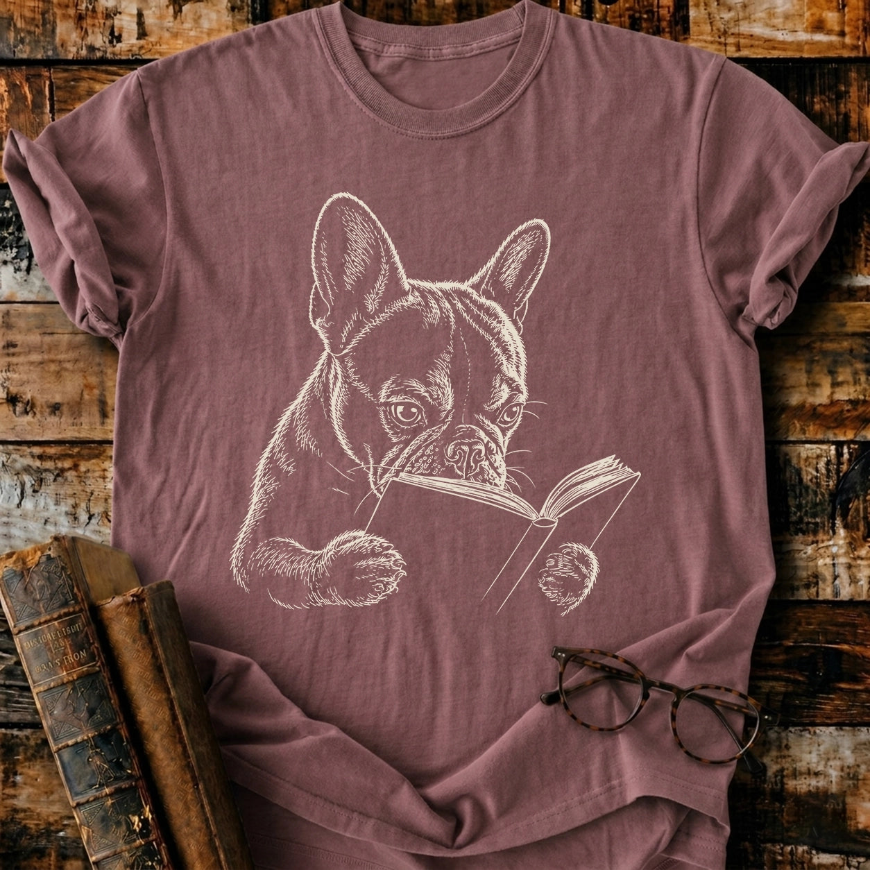 French Bulldog Reading T-Shirt