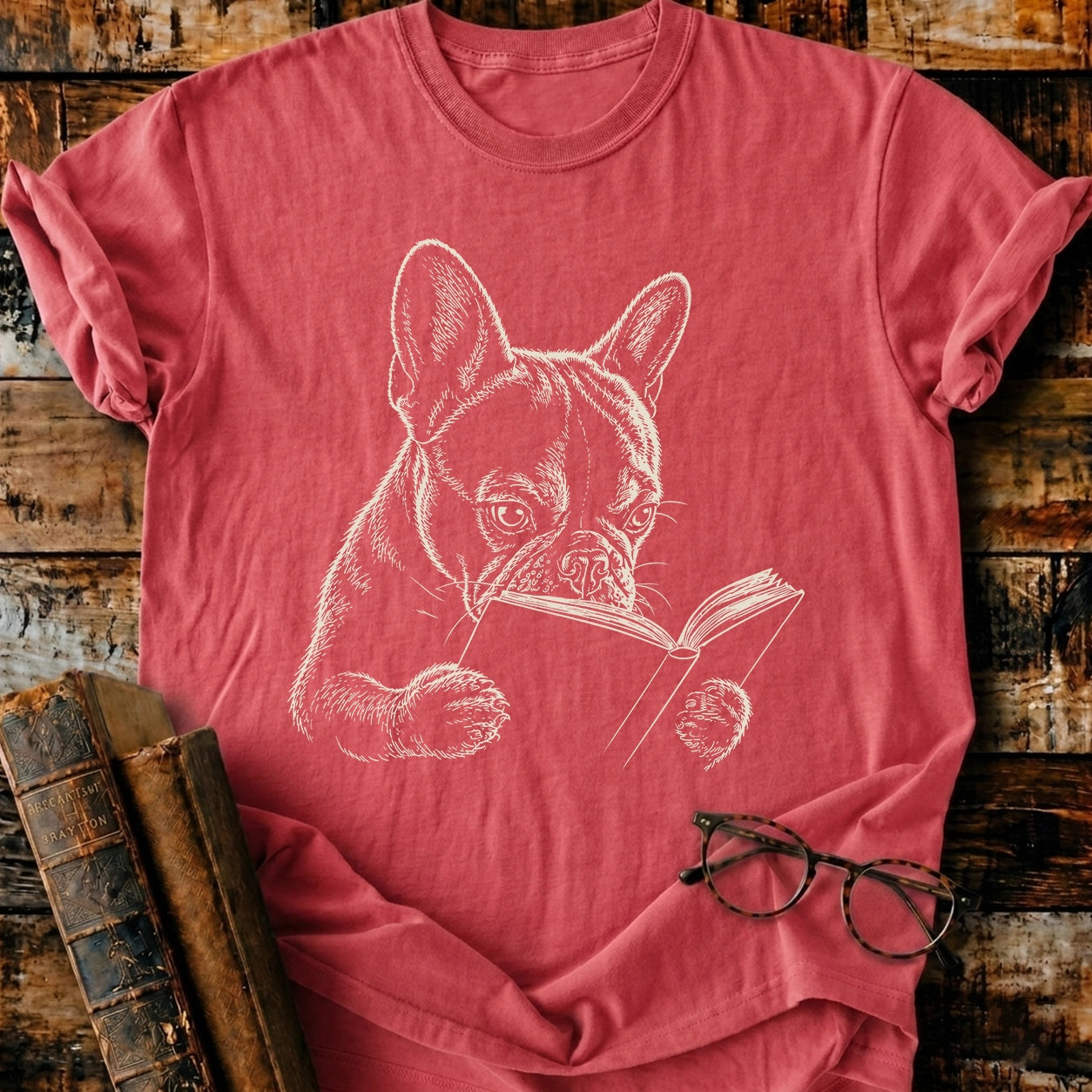 French Bulldog Reading T-Shirt