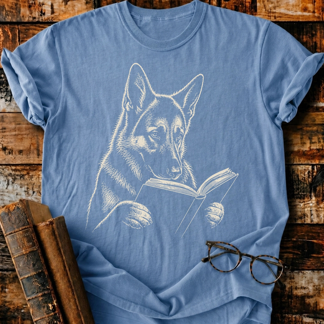 German Shepherd Reading T-Shirt