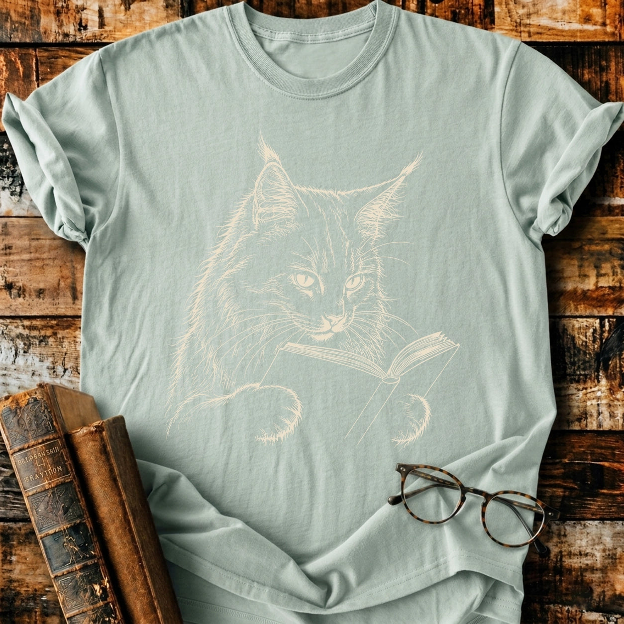 Maine Coon Reading T-Shirt