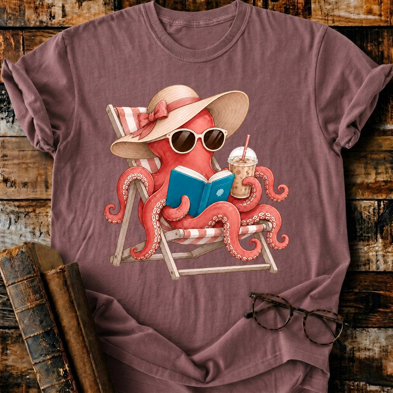 Octopus Reading T-Shirt