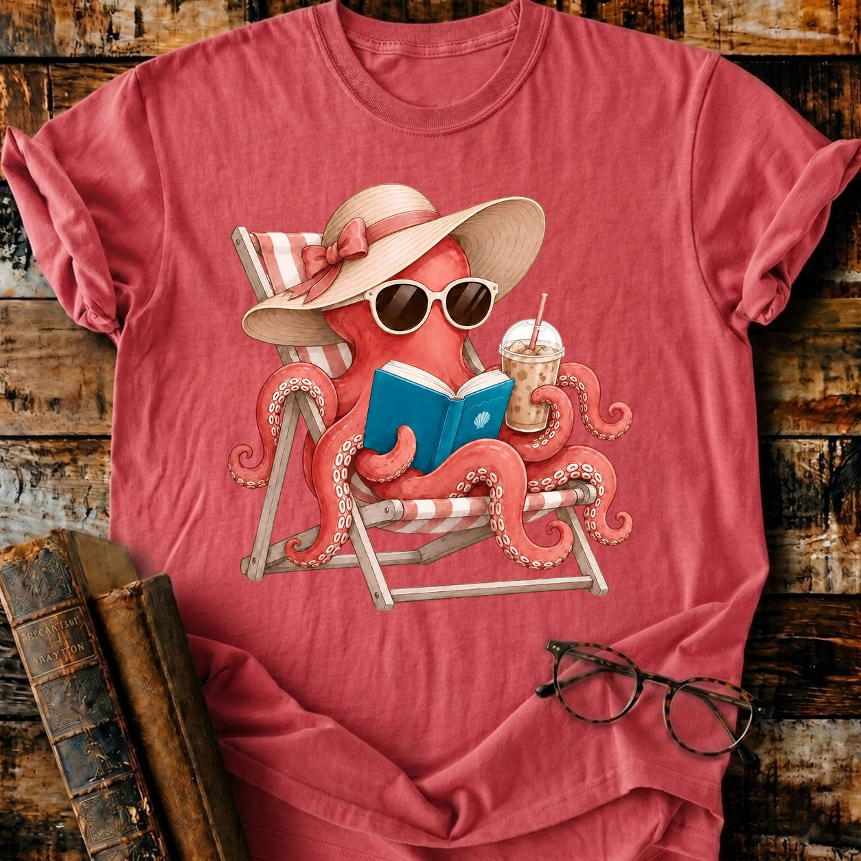 Octopus Reading T-Shirt