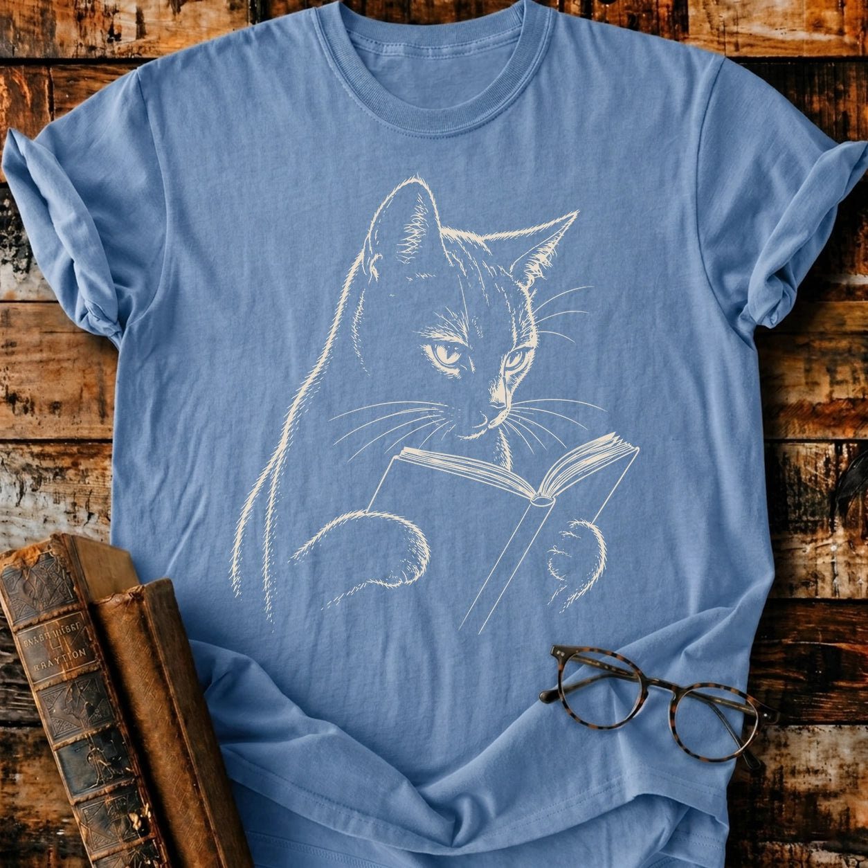 Russian Blue Reading T-Shirt