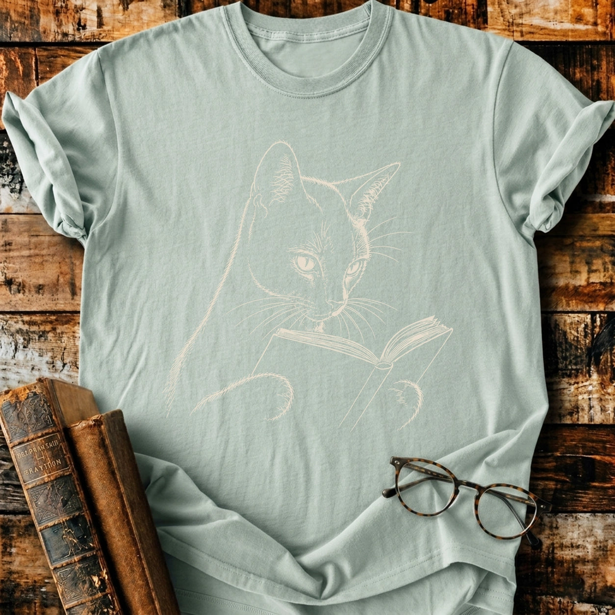 Siamese Cat Reading T-Shirt