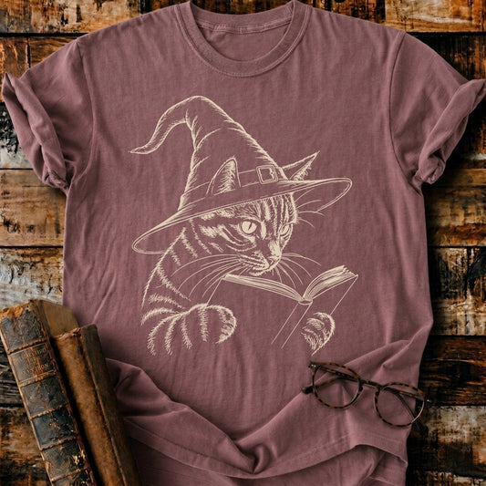 Tabby Cat Reading Spell T-Shirt