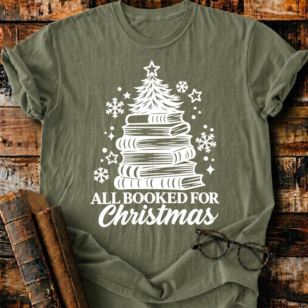 All Booked For Christmas T-Shirt - BookMuseClub