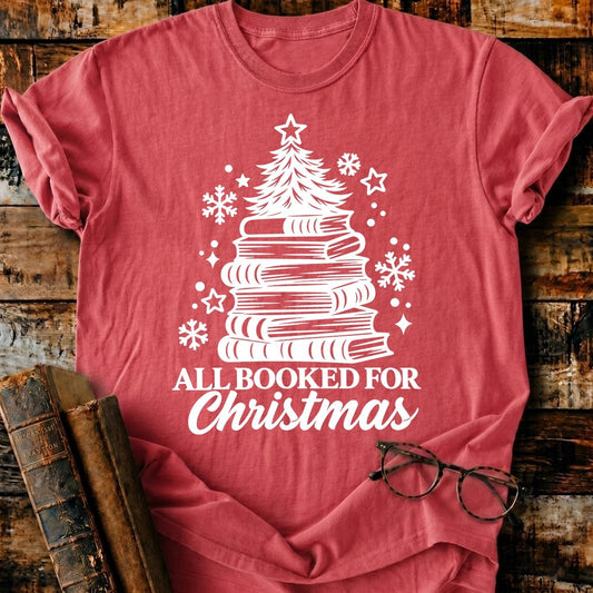 All Booked For Christmas T-Shirt - BookMuseClub