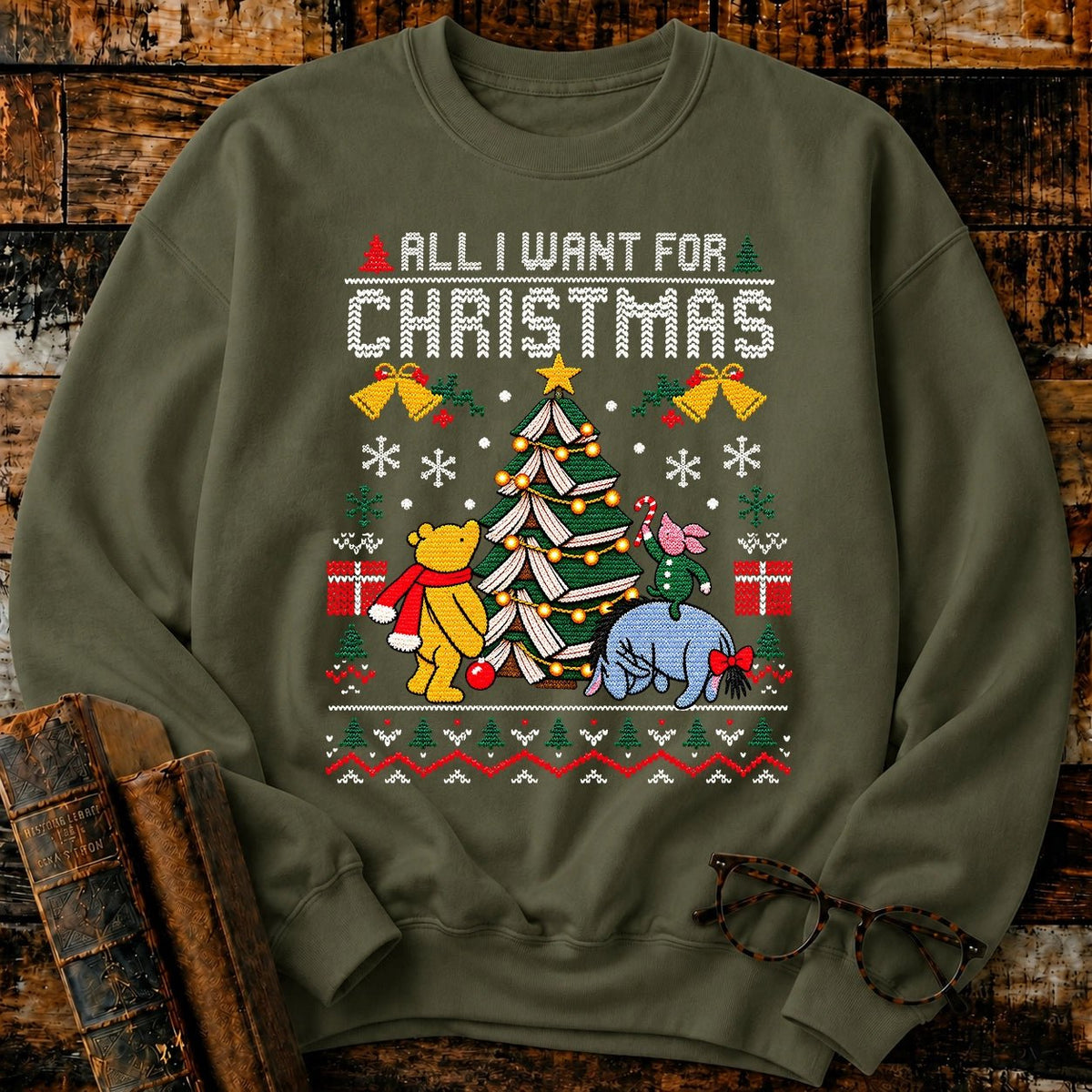 All I Want For Christmas Classic Pooh 1926 Sweatshirt - BookMuseClub