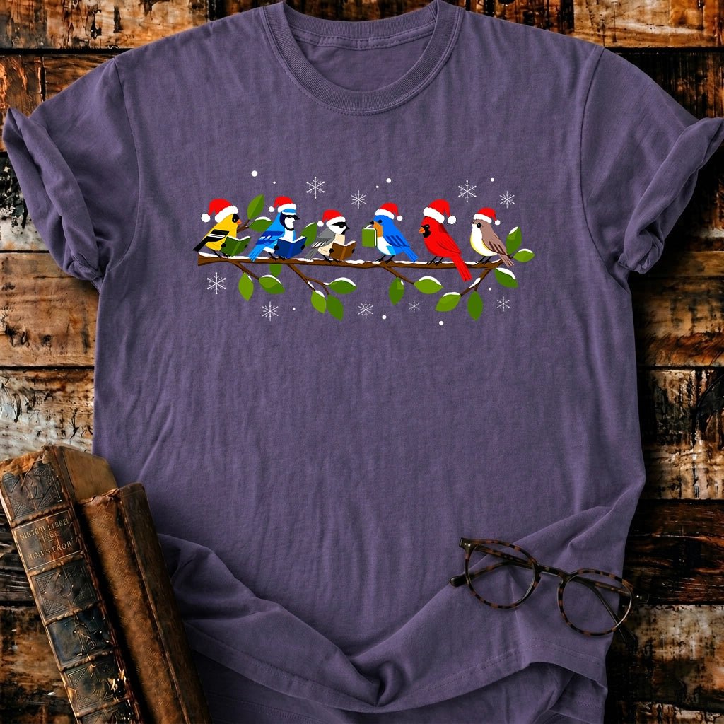 Bokish Birds Christmas T-Shirt - BookMuseClub