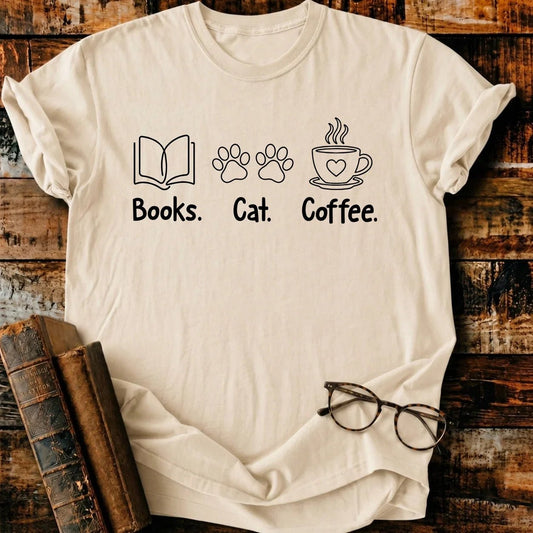 Book Cat Coffee T-Shirt - BookMuseClub