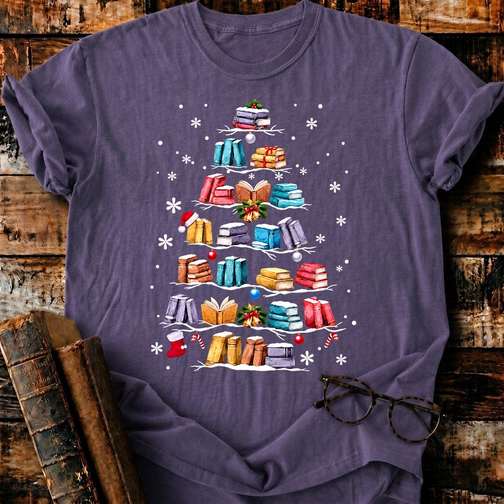 Books Christmas Tree T-Shirt - BookMuseClub