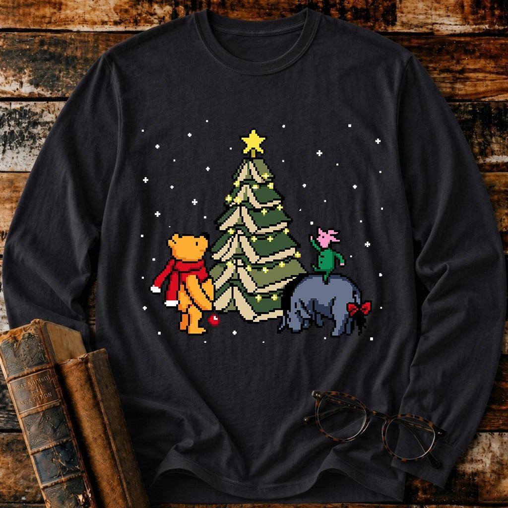 Christmas Of Pooh Bookish Pixel Long Sleeve T-Shirt - BookMuseClub