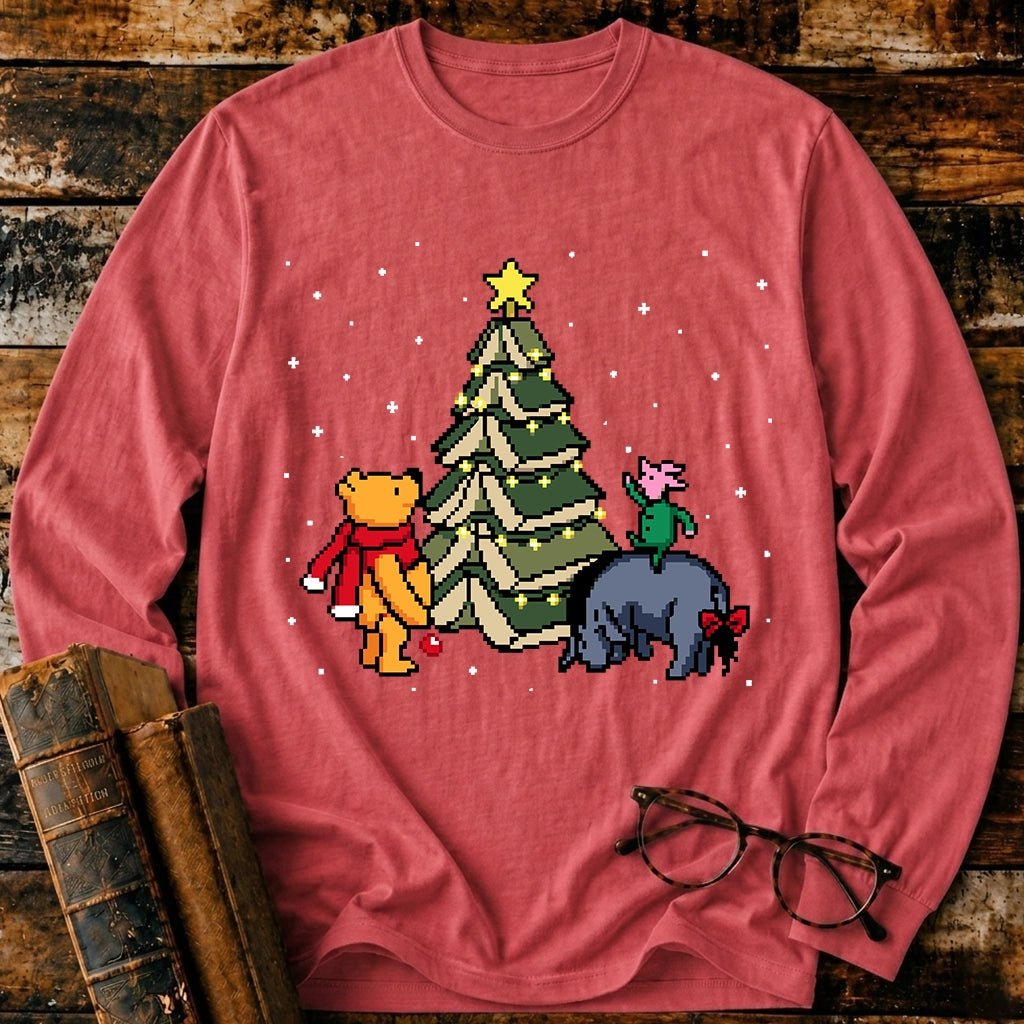 Christmas Of Pooh Bookish Pixel Long Sleeve T-Shirt - BookMuseClub