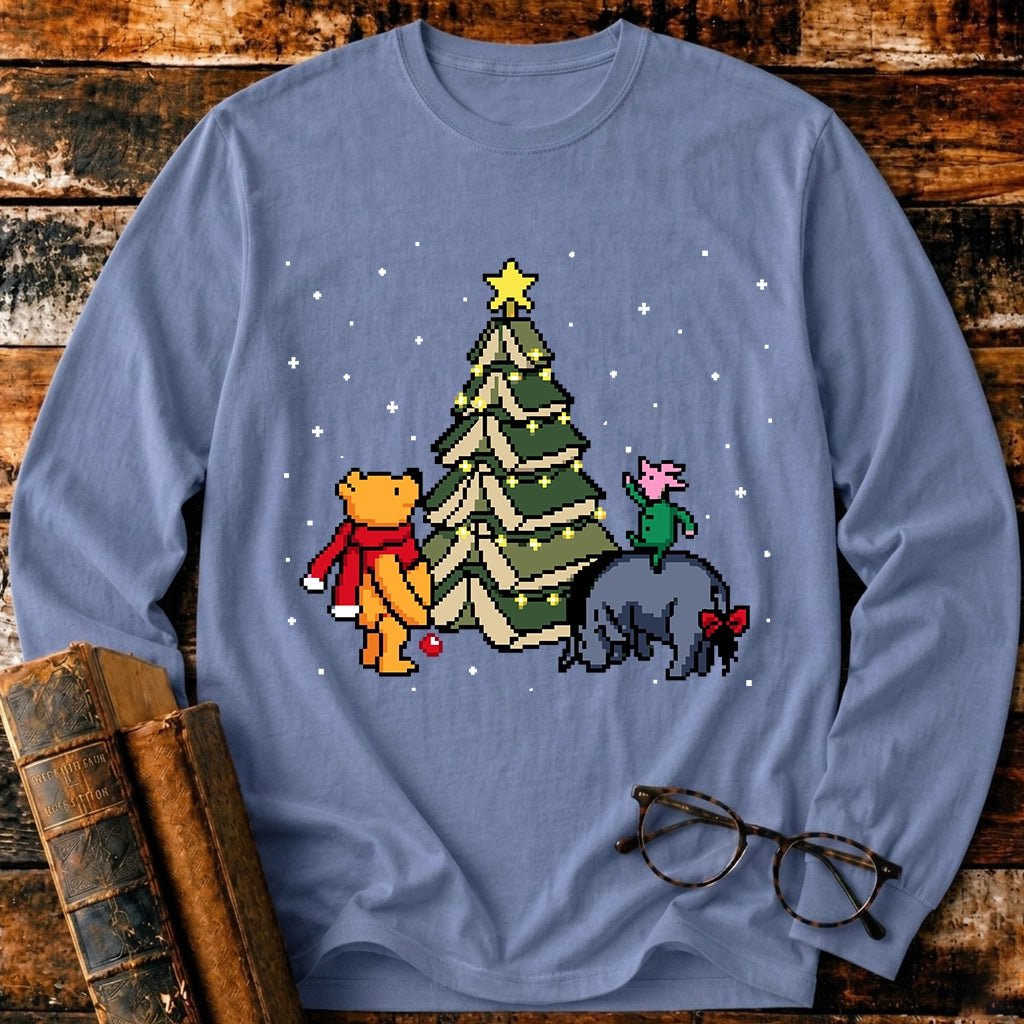 Christmas Of Pooh Bookish Pixel Long Sleeve T-Shirt - BookMuseClub