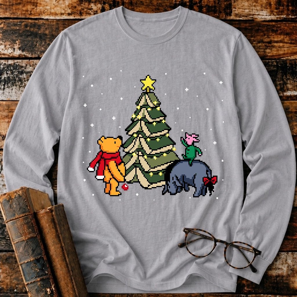 Christmas Of Pooh Bookish Pixel Long Sleeve T-Shirt - BookMuseClub