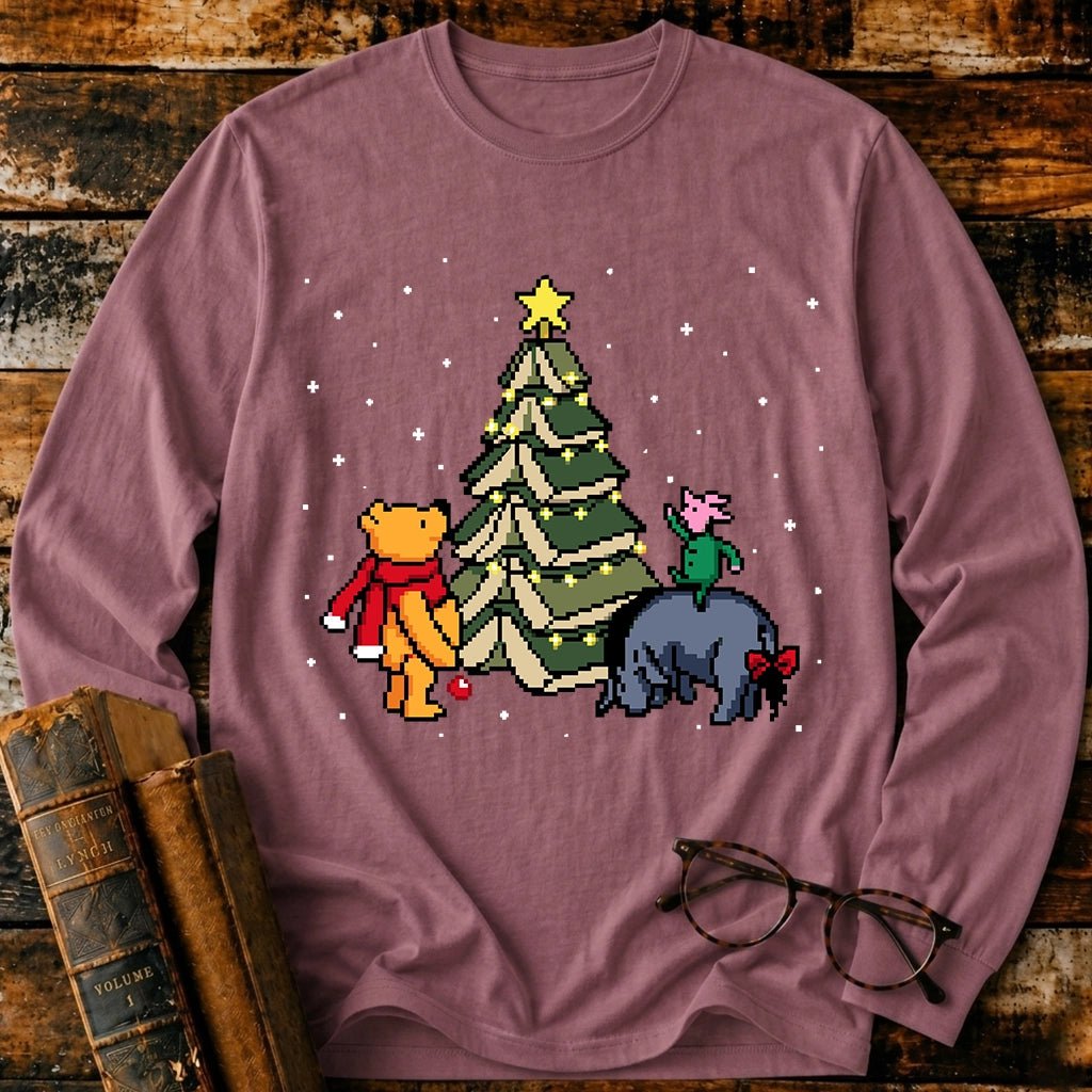 Christmas Of Pooh Bookish Pixel Long Sleeve T-Shirt - BookMuseClub