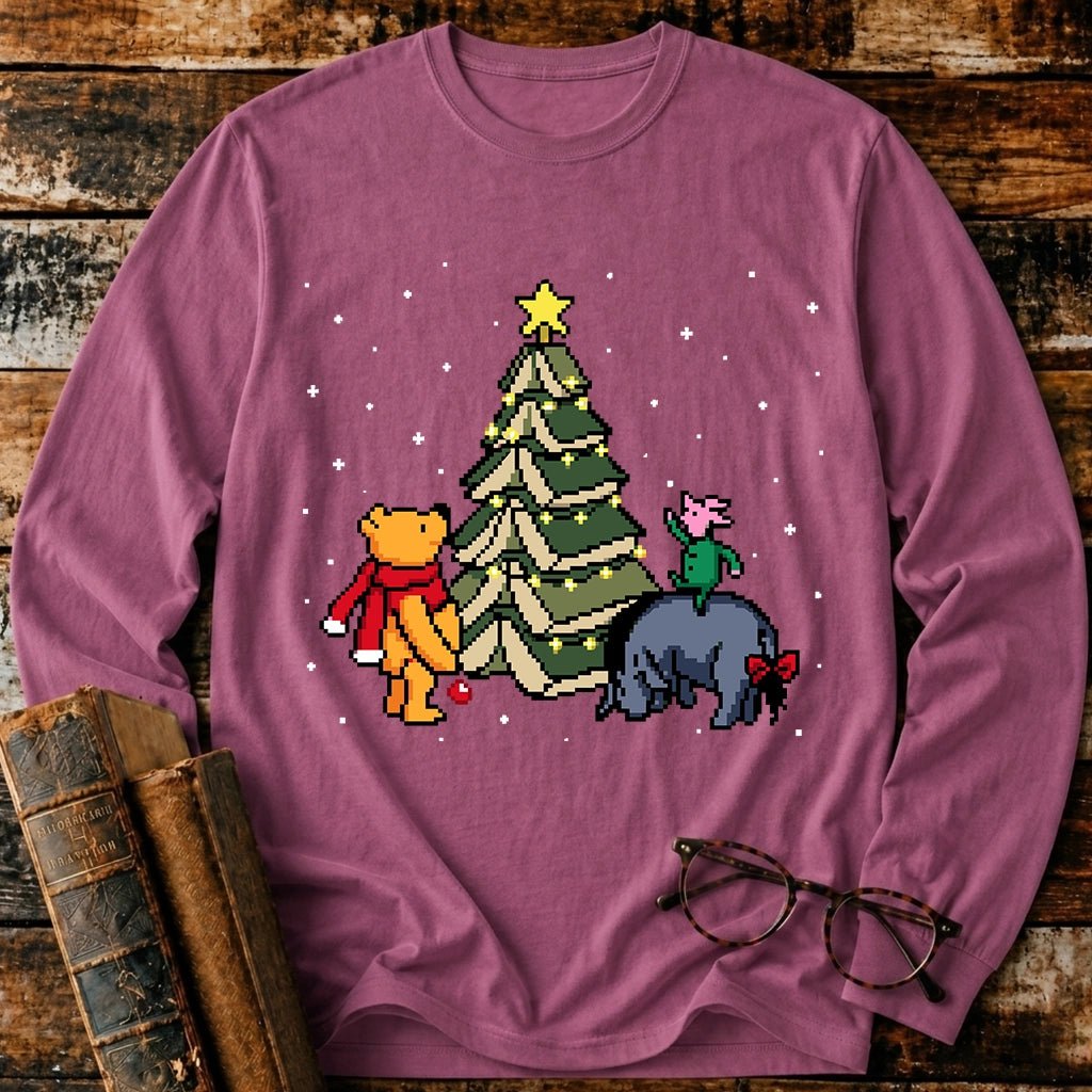 Christmas Of Pooh Bookish Pixel Long Sleeve T-Shirt - BookMuseClub
