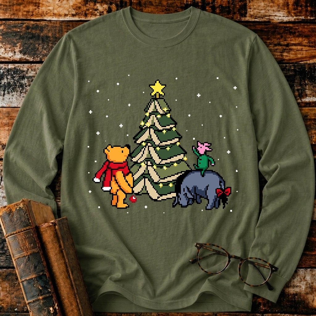 Christmas Of Pooh Bookish Pixel Long Sleeve T-Shirt - BookMuseClub