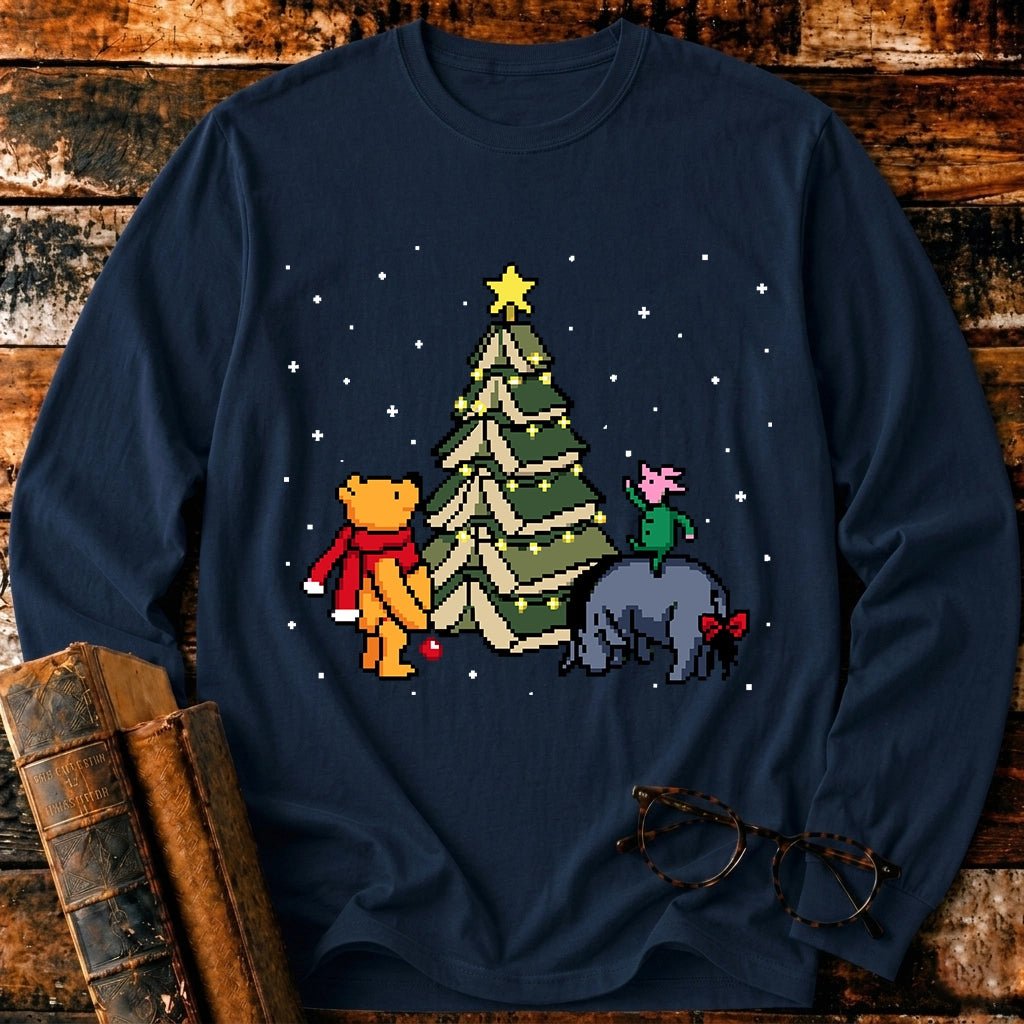 Christmas Of Pooh Bookish Pixel Long Sleeve T-Shirt - BookMuseClub