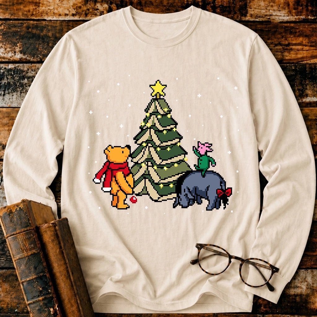 Christmas Of Pooh Bookish Pixel Long Sleeve T-Shirt - BookMuseClub