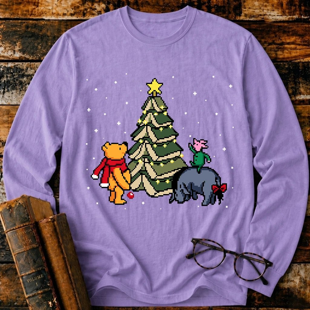 Christmas Of Pooh Bookish Pixel Long Sleeve T-Shirt - BookMuseClub