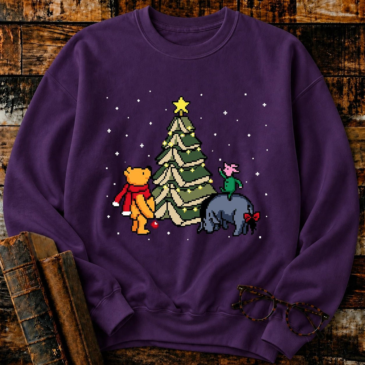 Christmas Of Pooh Bookish Pixel Sweatshirt - BookMuseClub