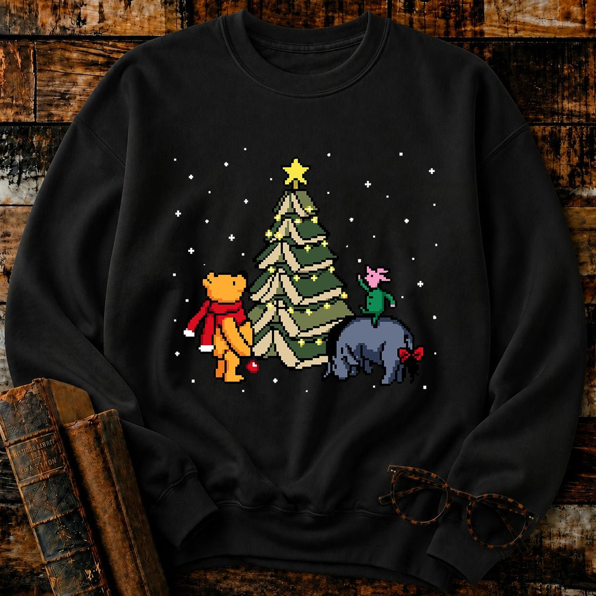 Christmas Of Pooh Bookish Pixel Sweatshirt - BookMuseClub