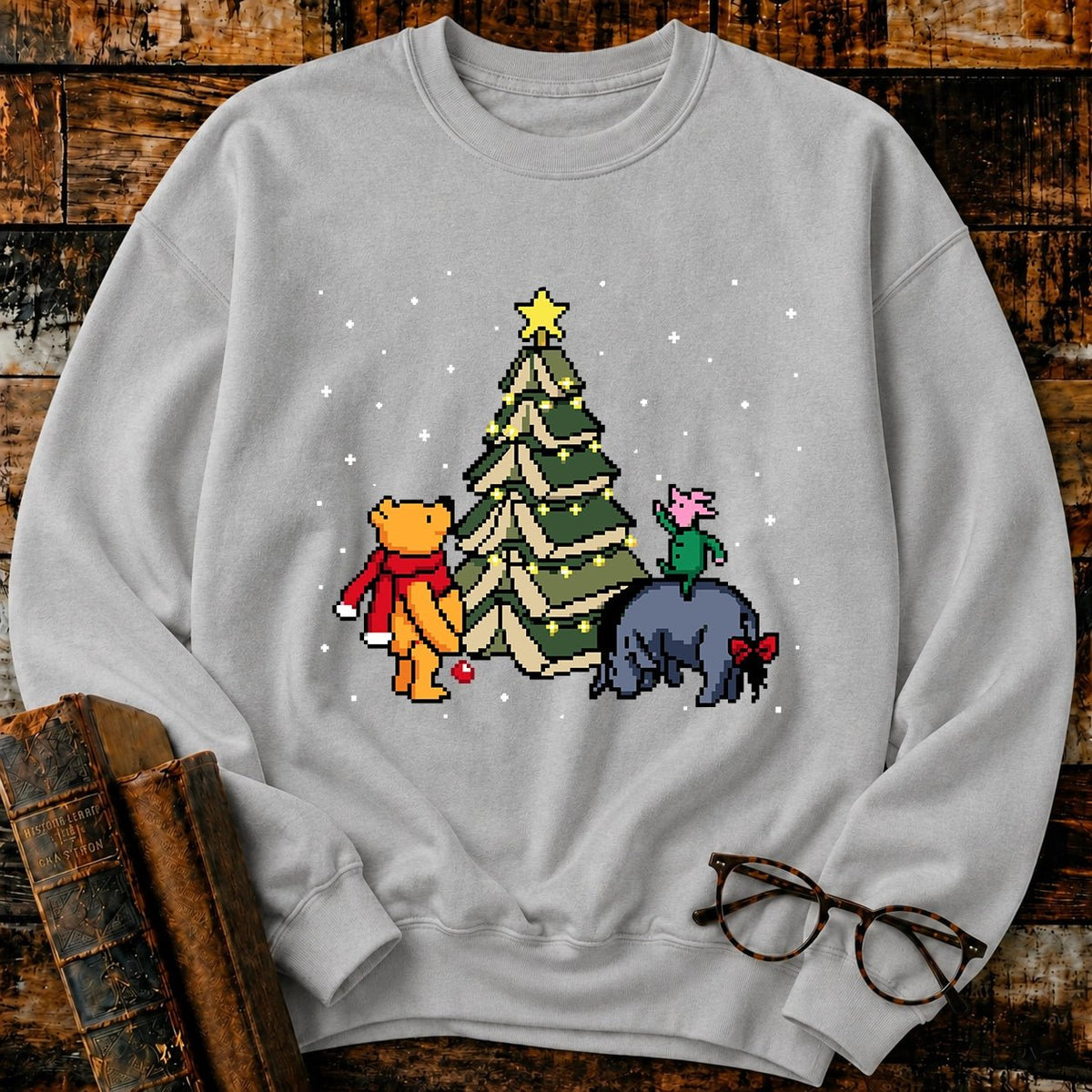 Christmas Of Pooh Bookish Pixel Sweatshirt - BookMuseClub