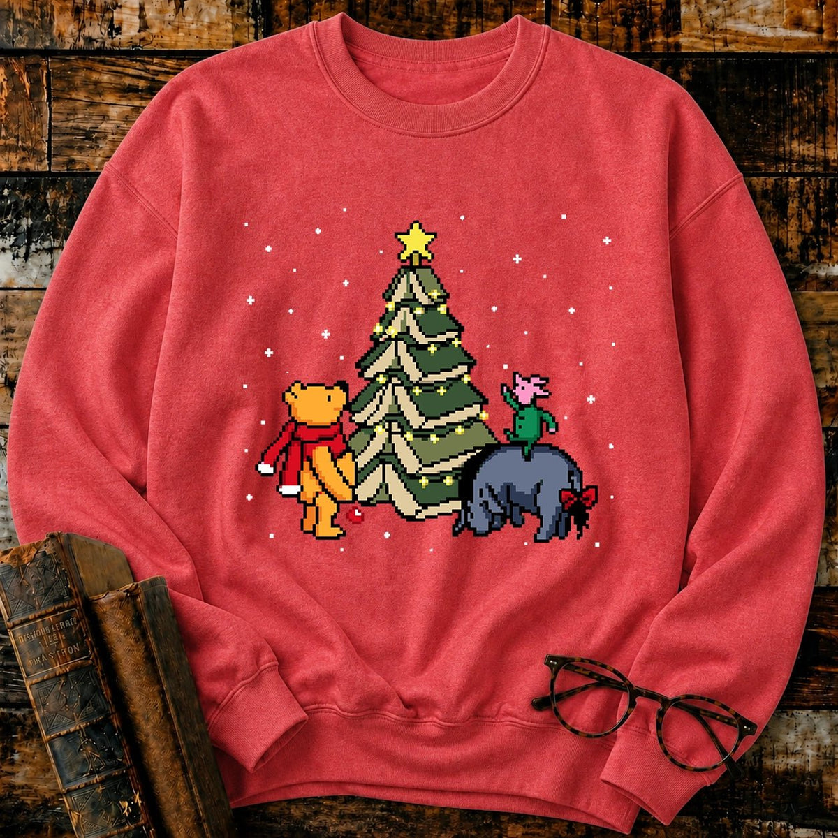Christmas Of Pooh Bookish Pixel Sweatshirt - BookMuseClub