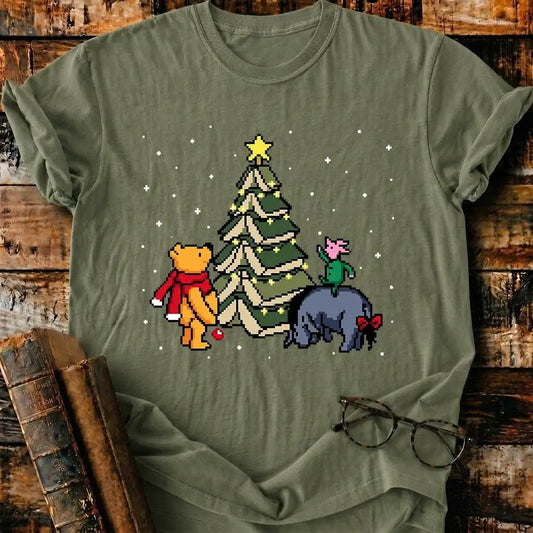 Christmas Of Pooh Pixel T-Shirt - BookMuseClub