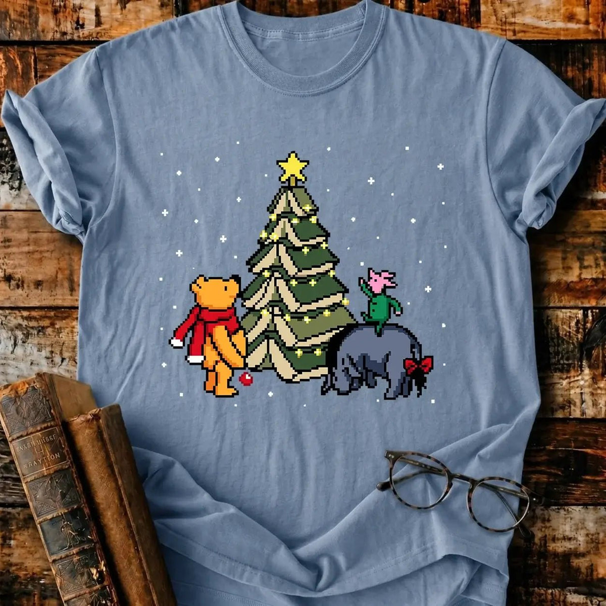 Christmas Of Pooh Pixel T-Shirt - BookMuseClub