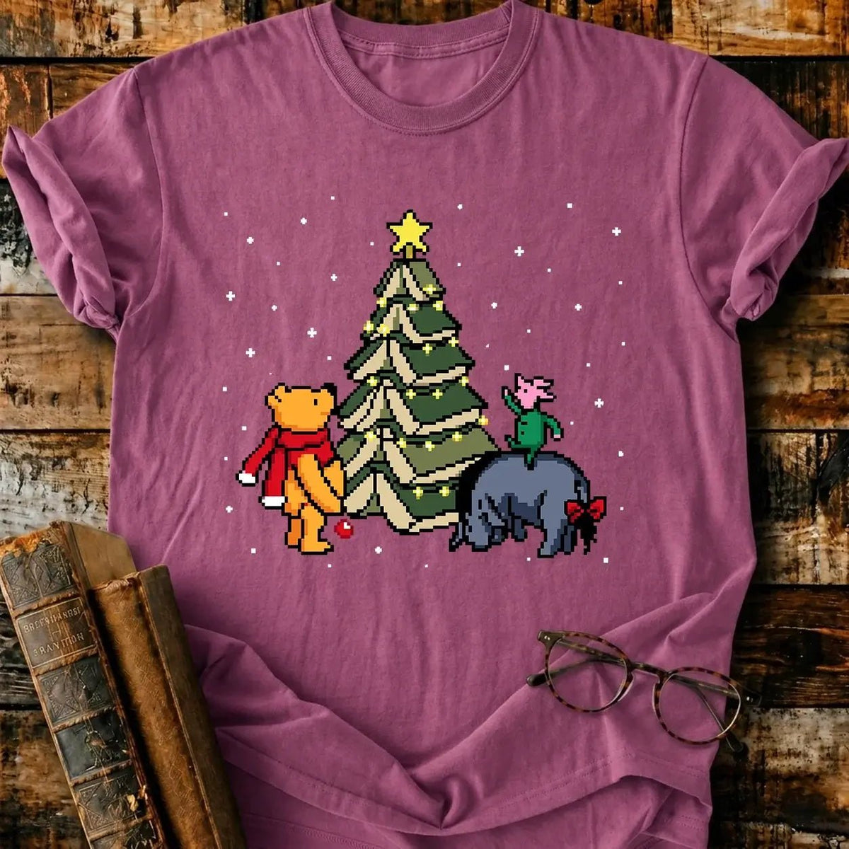Christmas Of Pooh Pixel T-Shirt - BookMuseClub