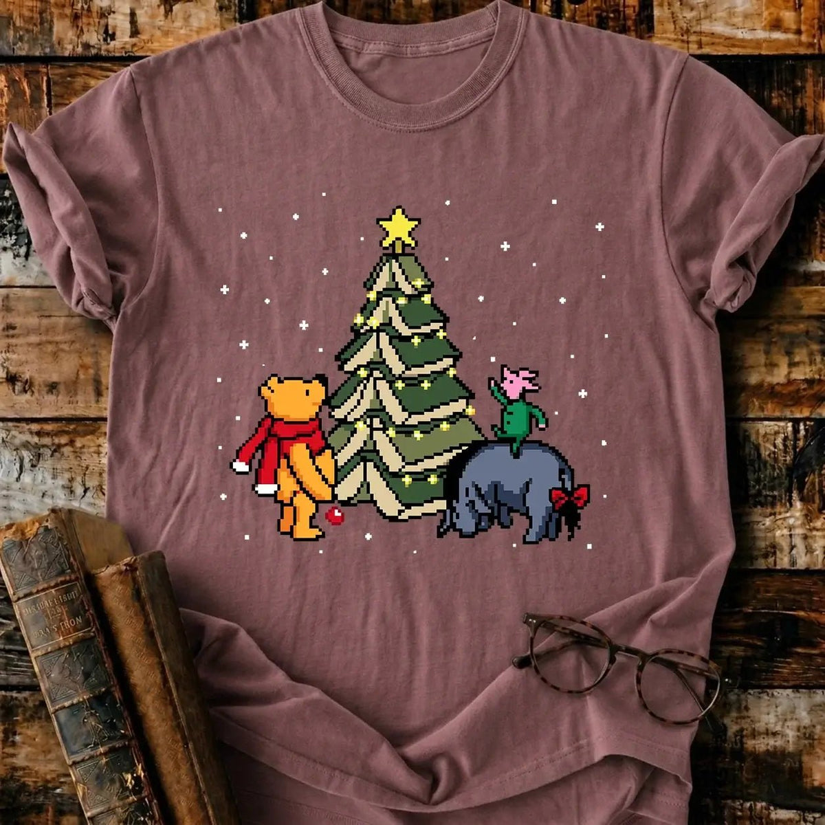 Christmas Of Pooh Pixel T-Shirt - BookMuseClub