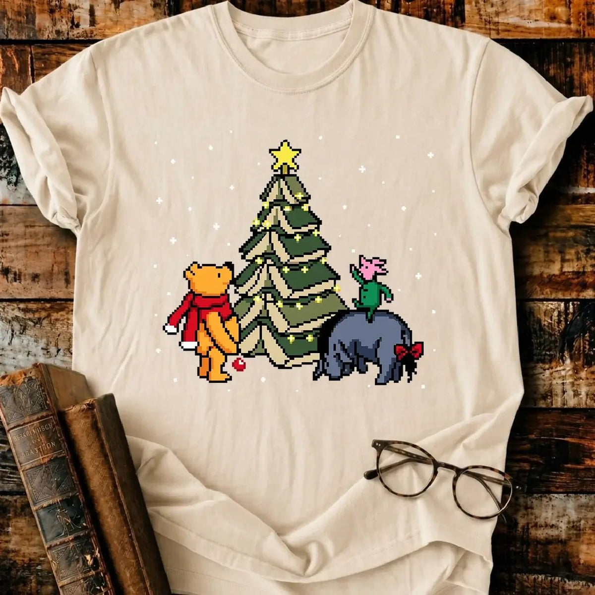 Christmas Of Pooh Pixel T-Shirt - BookMuseClub