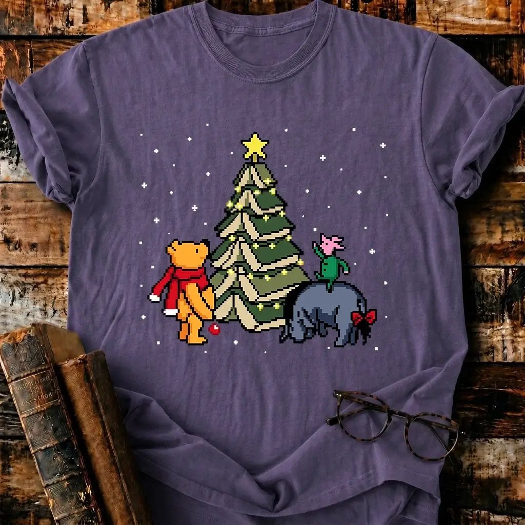 Christmas Of Pooh Pixel T-Shirt - BookMuseClub