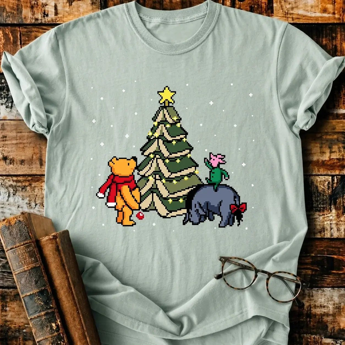 Christmas Of Pooh Pixel T-Shirt - BookMuseClub