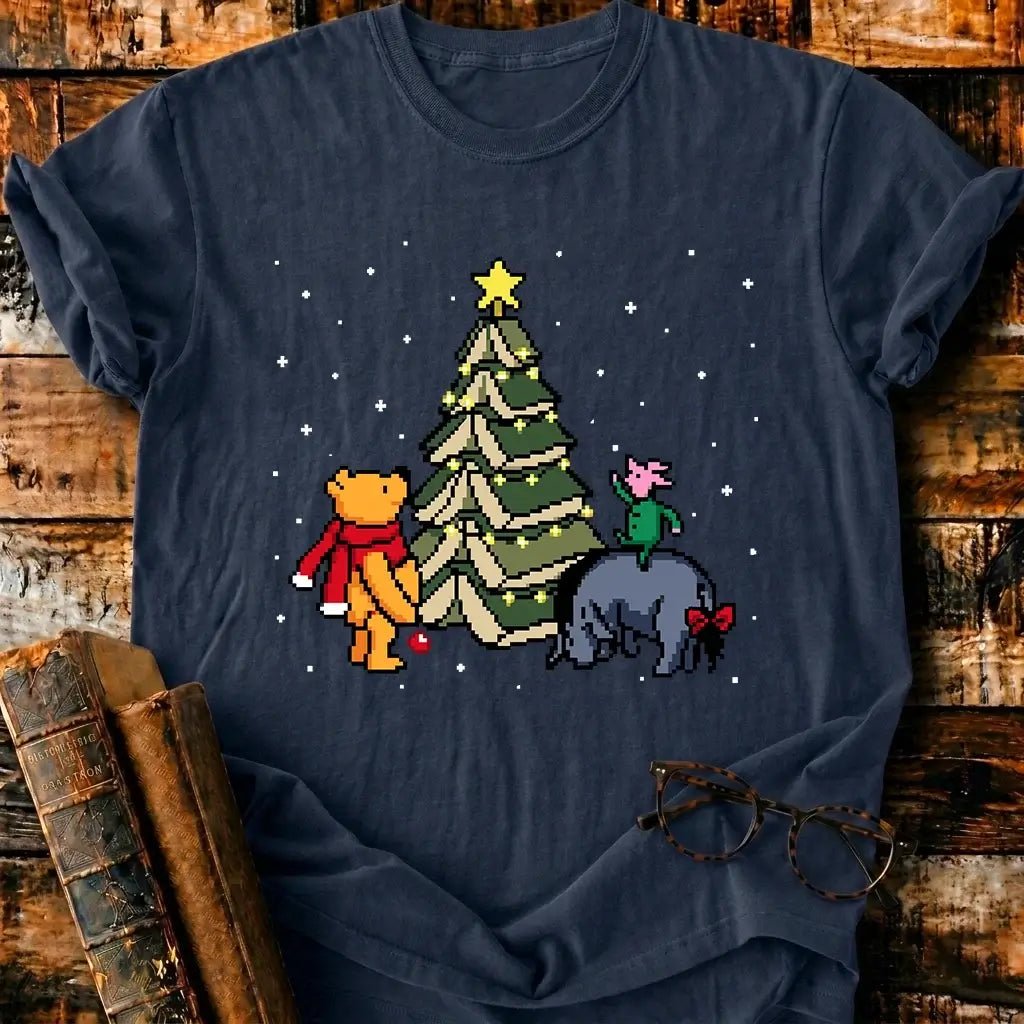 Christmas Of Pooh Pixel T-Shirt - BookMuseClub