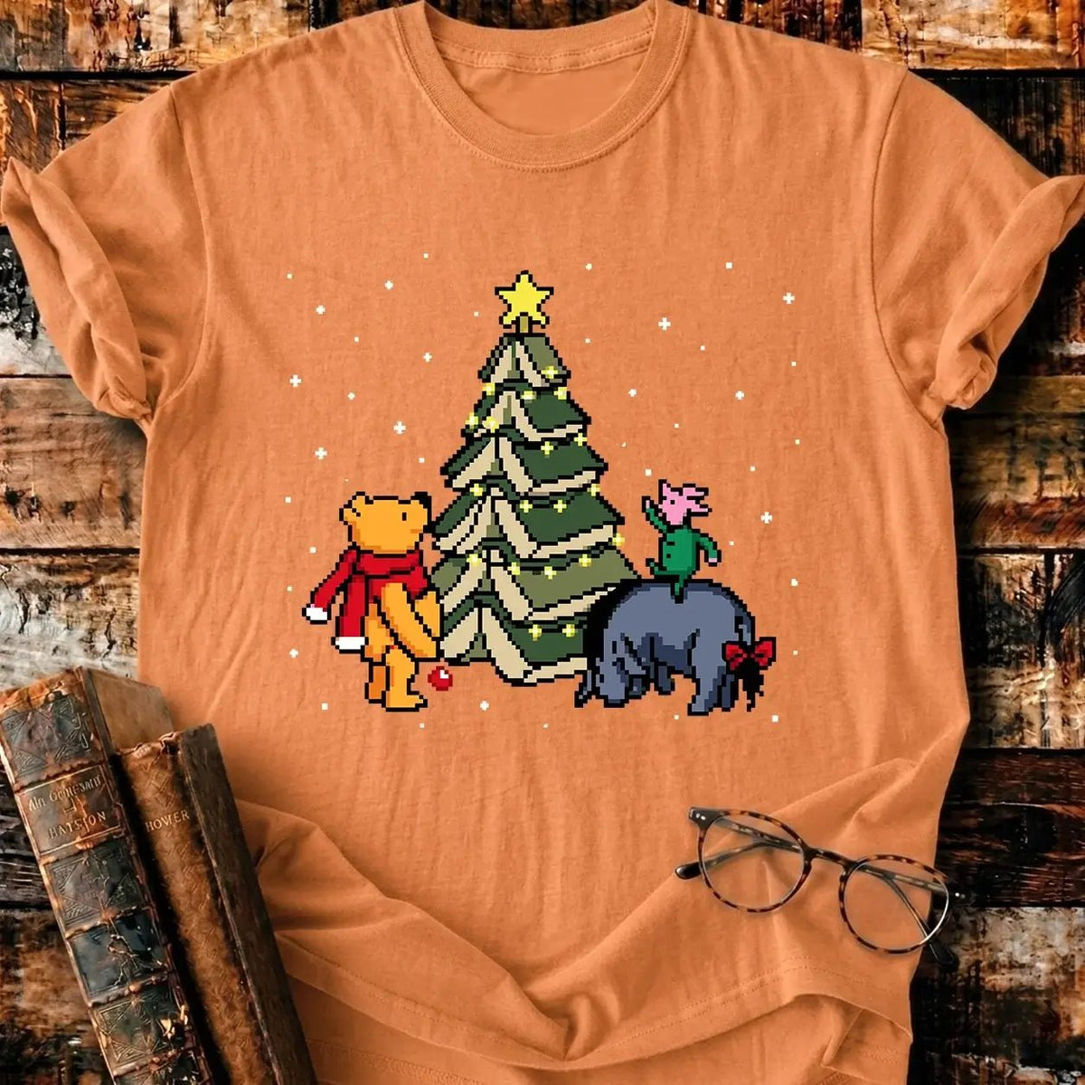 Christmas Of Pooh Pixel T-Shirt - BookMuseClub